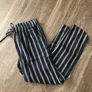 Black and white striped pants